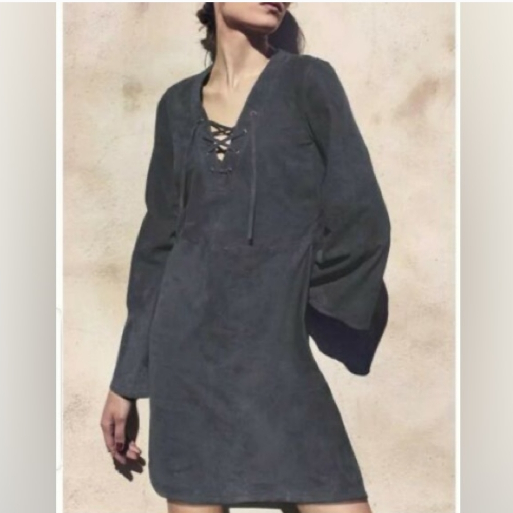 AS by DF Canyon Child Suede Dress in Slate Gray
